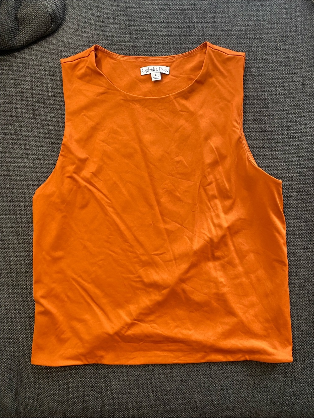 Sleeveless High Neck Racerback Cropped Tank Top Burnt Orange Rust Pumpkin Size L